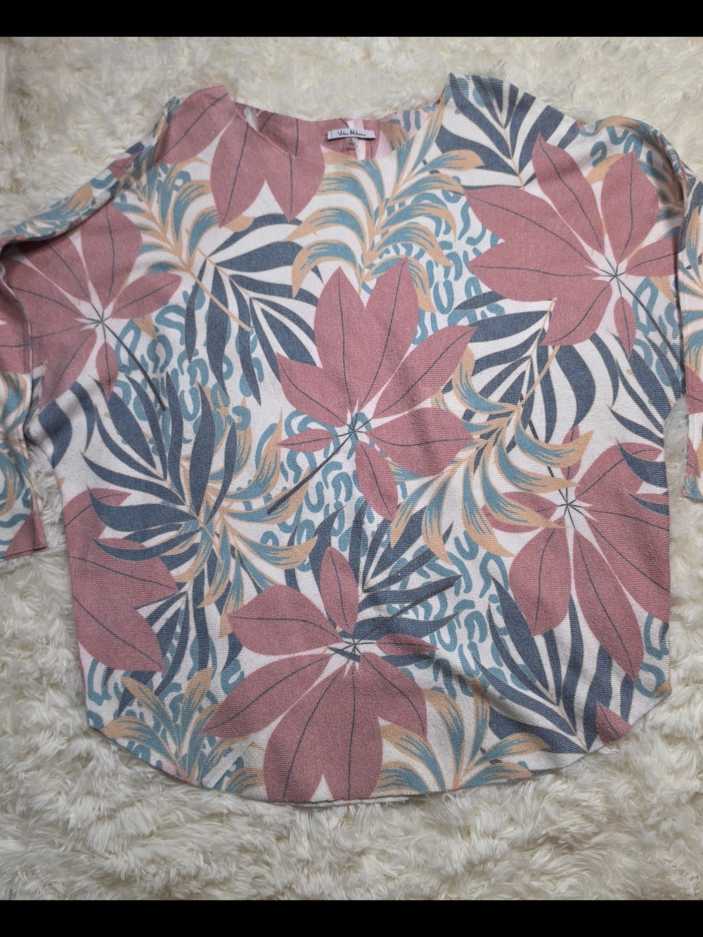 Vila Milano Tropical Leaf Print Top Womens Size Large